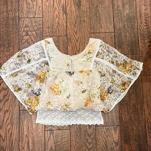 Free People Floral Lace Top